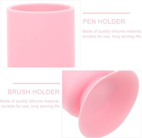 2pcs Holder Silicone Pot Glass Multi-functional Cup Desktop Office Suction Anti Brush Cosmetic Pencil Multipurpose Stand Makeup Home Stationery White Container Pen Art in Saudi Arabia