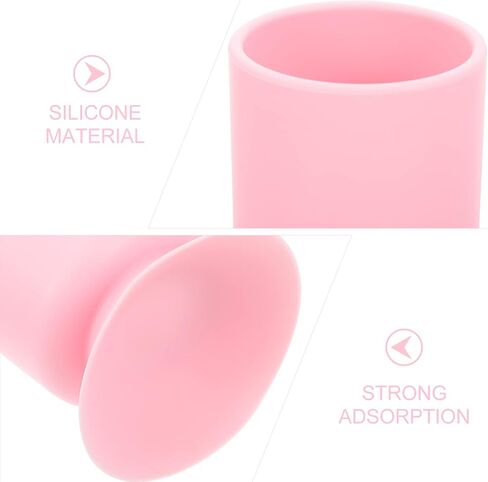 2pcs Holder Silicone Pot Glass Multi-functional Cup Desktop Office Suction Anti Brush Cosmetic Pencil Multipurpose Stand Makeup Home Stationery White Container Pen Art in Saudi Arabia