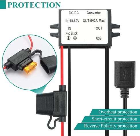 DC/DC Type-C Port Converter from 8-32V to 5V, DC/DC Voltage Converter from 8V/12V/24V/32V to 5V3A 15W Maximum Power Transformer Waterproof Step Down Module for LED Lights, Cars Tools. in Saudi Arabia