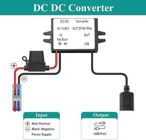 DC/DC Type-C Port Converter from 8-32V to 5V, DC/DC Voltage Converter from 8V/12V/24V/32V to 5V3A 15W Maximum Power Transformer Waterproof Step Down Module for LED Lights, Cars Tools. in Saudi Arabia