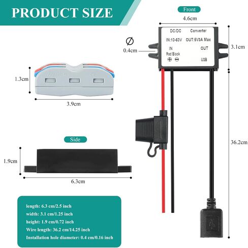 DC/DC Type-C Port Converter from 8-32V to 5V, DC/DC Voltage Converter from 8V/12V/24V/32V to 5V3A 15W Maximum Power Transformer Waterproof Step Down Module for LED Lights, Cars Tools. in Saudi Arabia