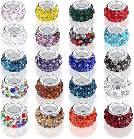 120Pcs Large Hole Beads Rhinestone European Beads for Bracelet Jewelry Making 12mm Diamond Snake Chain Supplies DIY Crafts Charm Crystal Rondelle Spacer Beads for Pens(Mixcolors) in Kuwait
