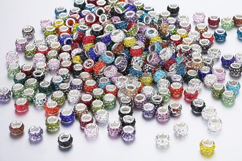 120Pcs Large Hole Beads Rhinestone European Beads for Bracelet Jewelry Making 12mm Diamond Snake Chain Supplies DIY Crafts Charm Crystal Rondelle Spacer Beads for Pens(Mixcolors) in Kuwait