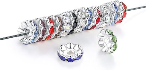 120Pcs Large Hole Beads Rhinestone European Beads for Bracelet Jewelry Making 12mm Diamond Snake Chain Supplies DIY Crafts Charm Crystal Rondelle Spacer Beads for Pens(Mixcolors) in Kuwait
