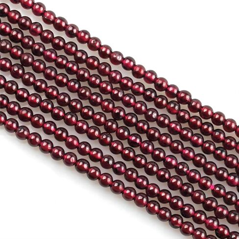 MJDCB 225pcs Natural Small Stone Beads 3mm Red Garnet Round Smooth Loose Gemstone Bead for Jewelry Making Bracelets Earrings Necklaces Accessories in Saudi Arabia