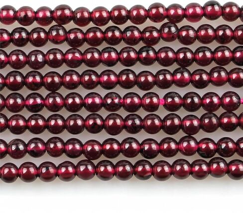 MJDCB 225pcs Natural Small Stone Beads 3mm Red Garnet Round Smooth Loose Gemstone Bead for Jewelry Making Bracelets Earrings Necklaces Accessories in Saudi Arabia