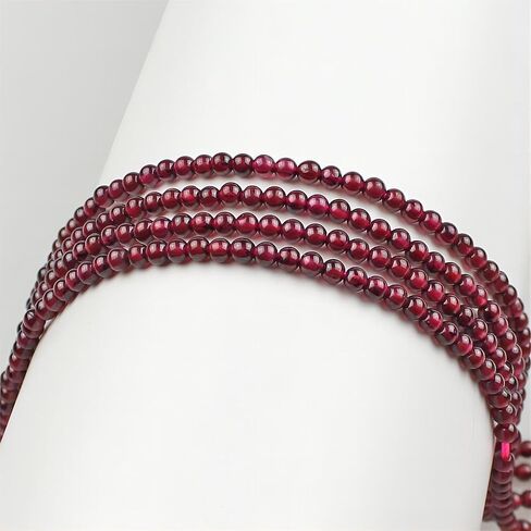 MJDCB 225pcs Natural Small Stone Beads 3mm Red Garnet Round Smooth Loose Gemstone Bead for Jewelry Making Bracelets Earrings Necklaces Accessories in Saudi Arabia