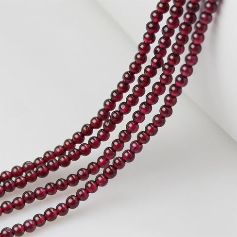 MJDCB 225pcs Natural Small Stone Beads 3mm Red Garnet Round Smooth Loose Gemstone Bead for Jewelry Making Bracelets Earrings Necklaces Accessories in Saudi Arabia
