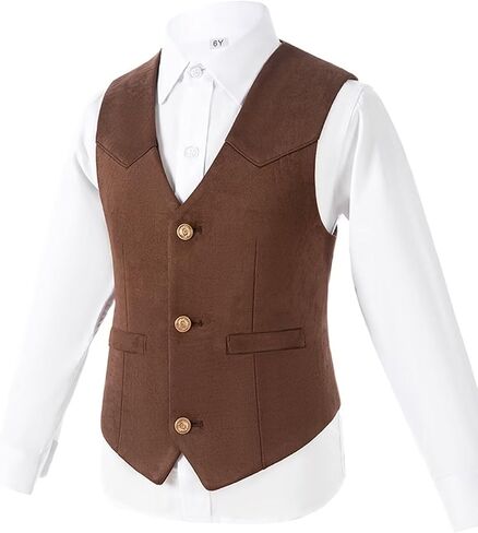 Retro Boys Western Vest Suede Cowboy Style Costume Vest Casual Waistcoat in Saudi Arabia