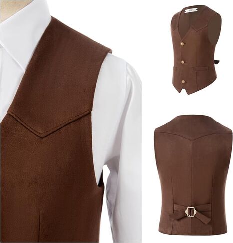 Retro Boys Western Vest Suede Cowboy Style Costume Vest Casual Waistcoat in Saudi Arabia