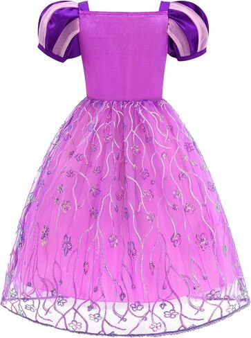 Princess Dresses for Girls Puff Sleeve Princess Costume Purple Princess Dress Up Clothes for Halloween Cosplay Party in Saudi Arabia
