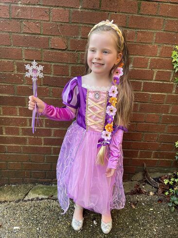 Princess Dresses for Girls Puff Sleeve Princess Costume Purple Princess Dress Up Clothes for Halloween Cosplay Party in Saudi Arabia
