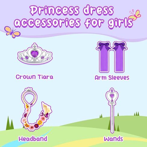 Princess Dresses for Girls Puff Sleeve Princess Costume Purple Princess Dress Up Clothes for Halloween Cosplay Party in Saudi Arabia