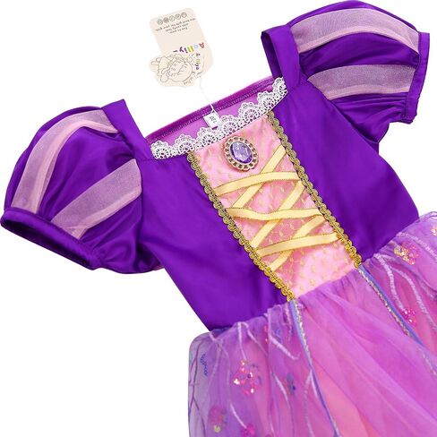 Princess Dresses for Girls Puff Sleeve Princess Costume Purple Princess Dress Up Clothes for Halloween Cosplay Party in Saudi Arabia