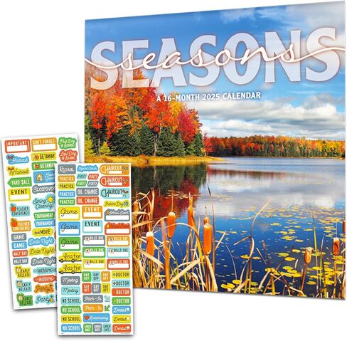 Seasons Calendar 2025 - Deluxe 2025 Changing Seasons Mini Calendar Bundle with Over 100 Calendar Stickers (Seasons Gifts, Office Supplies) in Saudi Arabia