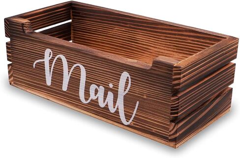 Mail Organizer Mail Holder Countertop with 2 Slots, Wood Mail Basket for Wall Table Desk, Envelope Bill Holder for Home Office Decor (Black-2) in Saudi Arabia
