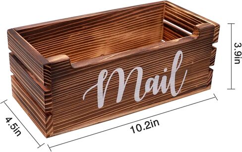 Mail Organizer Mail Holder Countertop with 2 Slots, Wood Mail Basket for Wall Table Desk, Envelope Bill Holder for Home Office Decor (Black-2) in Saudi Arabia