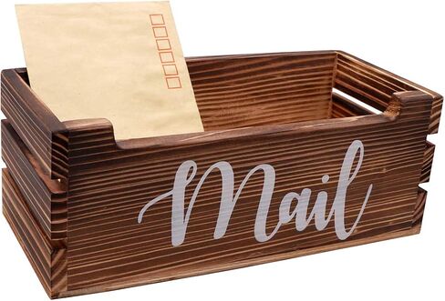 Mail Organizer Mail Holder Countertop with 2 Slots, Wood Mail Basket for Wall Table Desk, Envelope Bill Holder for Home Office Decor (Black-2) in Saudi Arabia