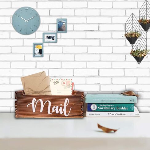 Mail Organizer Mail Holder Countertop with 2 Slots, Wood Mail Basket for Wall Table Desk, Envelope Bill Holder for Home Office Decor (Black-2) in Saudi Arabia