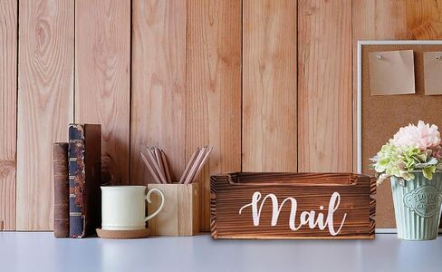 Mail Organizer Mail Holder Countertop with 2 Slots, Wood Mail Basket for Wall Table Desk, Envelope Bill Holder for Home Office Decor (Black-2) in Saudi Arabia