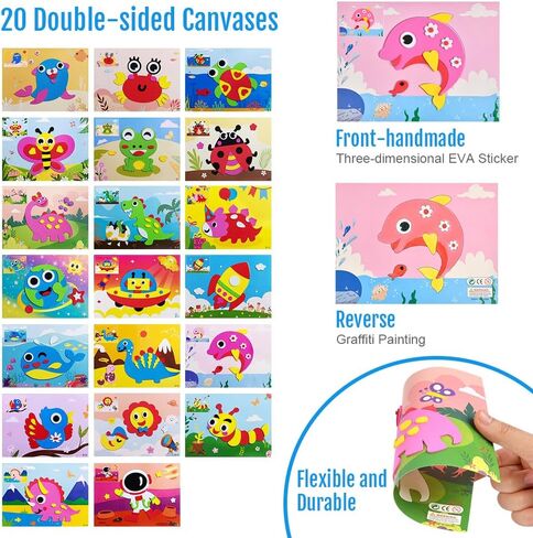 osdue 12 قطعة إيفا رغوة الفن الحرف هدية عدة، 3d إيفا رغوة ملصق لغز لعبة، DIY الكرتون الحيوان ملصقات اللوحة للأطفال الذين تتراوح أعمارهم بين 4 + طفل صغير، لعبة تعليمية ما قبل المدرسة لصالح حفلة عيد الفصح عيد ميلاد in Saudi Arabia