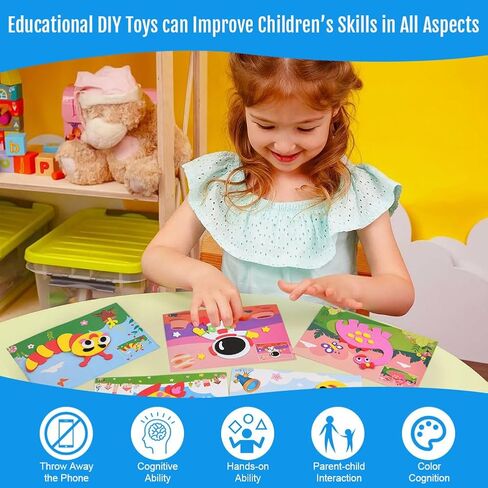 osdue 12 قطعة إيفا رغوة الفن الحرف هدية عدة، 3d إيفا رغوة ملصق لغز لعبة، DIY الكرتون الحيوان ملصقات اللوحة للأطفال الذين تتراوح أعمارهم بين 4 + طفل صغير، لعبة تعليمية ما قبل المدرسة لصالح حفلة عيد الفصح عيد ميلاد in Saudi Arabia