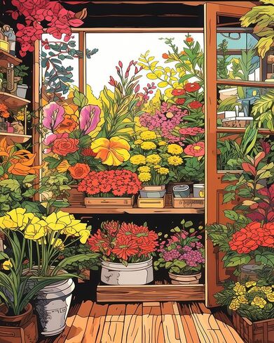 TUMOVO DIY Paint by Number for Adult, Florsit Flower Shop Paint by Numbers, Architecture Building Adult Paint by Numbers Kits on Canvas, 16X20 Inch Flowers Paint by Numbers for Adults Beginners in Saudi Arabia