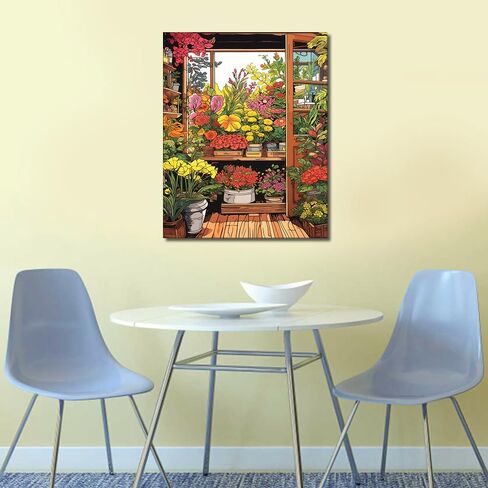 TUMOVO DIY Paint by Number for Adult, Florsit Flower Shop Paint by Numbers, Architecture Building Adult Paint by Numbers Kits on Canvas, 16X20 Inch Flowers Paint by Numbers for Adults Beginners in Saudi Arabia