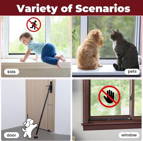 Door Stoppers Security Bar 2-in-1 Door and Window Security Bar 29-45in Potable and Adjustable Security Door Stopper for Sliding Door Window Apartment Home Hotel Travel Child Safety（2 Pack ） in Saudi Arabia