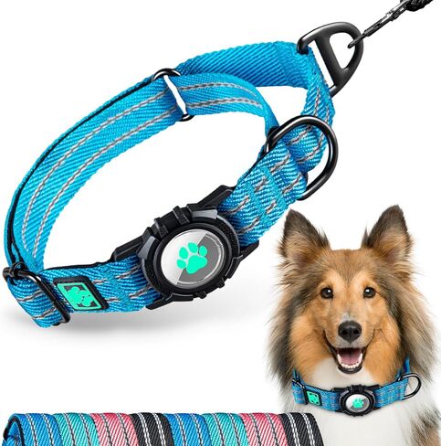AirTag Dog Collar with Air tag Holder, Martingale Air Tag Collar with Luminous Reflective, Comfortable, Durable, Adjustable Fit for Medium or Heavy Duty Large & Active Dogs【Airtag not Included】 in Kuwait