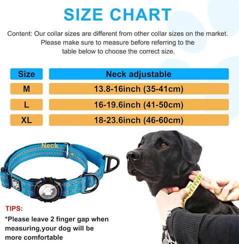 AirTag Dog Collar with Air tag Holder, Martingale Air Tag Collar with Luminous Reflective, Comfortable, Durable, Adjustable Fit for Medium or Heavy Duty Large & Active Dogs【Airtag not Included】 in Kuwait