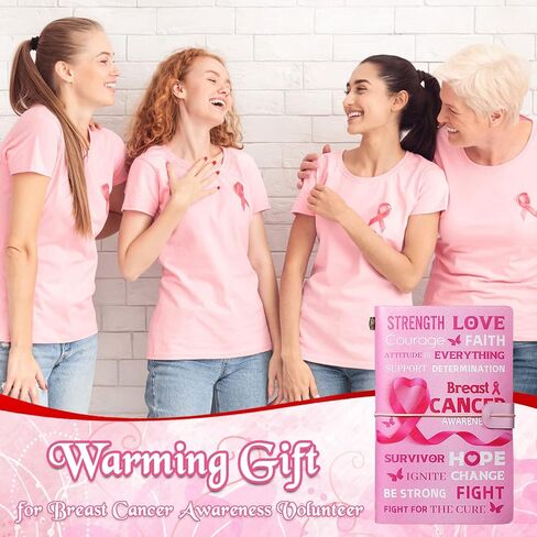 هدية للتوعية بسرطان الثدي، دفتر ملاحظات مبطن بشريط جلدي وردي، هدايا الناجيات من السرطان للنساء والأصدقاء المرضى، مجلة سفر ملهمة، دفتر مذكرات قوة الأمل والإيمان والشجاعة in Kuwait