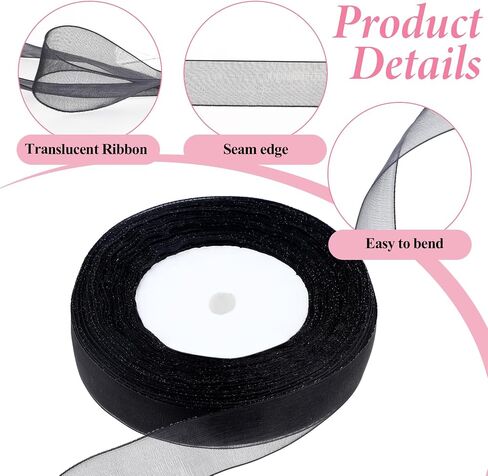 Molain White Ribbon, 50 Yards 4/5 inch White Organza Chiffon Ribbon for Gift Wrapping Flower Bouquet Bow Making Wedding Party Home Decoration Wreath Sewing DIY Hair Accessories Decoration in Saudi Arabia