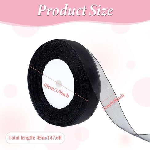 Molain White Ribbon, 50 Yards 4/5 inch White Organza Chiffon Ribbon for Gift Wrapping Flower Bouquet Bow Making Wedding Party Home Decoration Wreath Sewing DIY Hair Accessories Decoration in Saudi Arabia