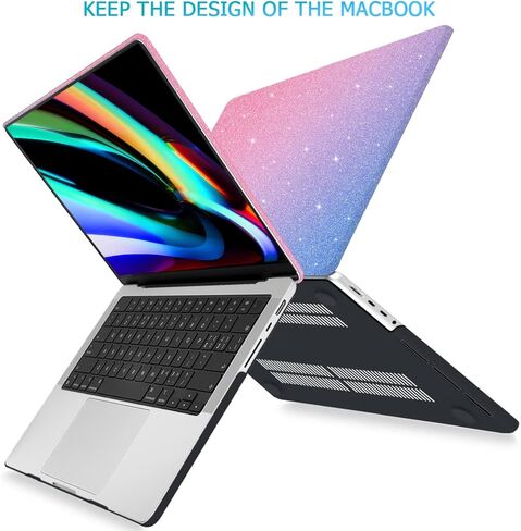 حافظة Metron لجهاز M4 MacBook Pro 14 2024 A3112 A3401 A3185 M3 A2918 A2992 M1 A2442/M2 A2779 (2021/2023)، غطاء جلدي صلب لجهاز MacBook Pro 14.2 بوصة Pro/Max، أخضر متدرج in Kuwait