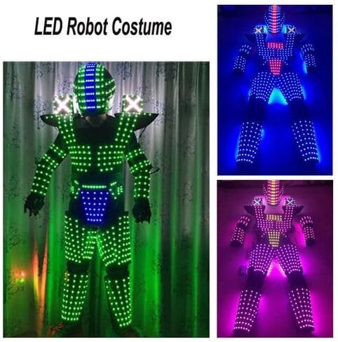 LED Robot Costume Suit Illuminated Party Dance RGB Luminous Armor Bar Light Show Dance LED Night Lights Clothing in Kuwait