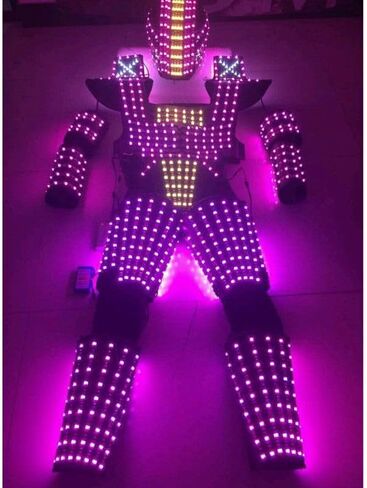 LED Robot Costume Suit Illuminated Party Dance RGB Luminous Armor Bar Light Show Dance LED Night Lights Clothing in Kuwait