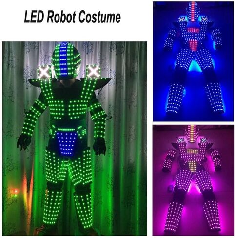 LED Robot Costume Suit Illuminated Party Dance RGB Luminous Armor Bar Light Show Dance LED Night Lights Clothing in Kuwait