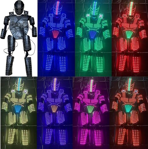 LED Robot Costume Suit Illuminated Party Dance RGB Luminous Armor Bar Light Show Dance LED Night Lights Clothing in Kuwait