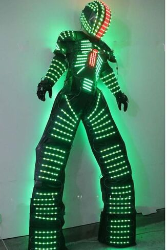LED Robot Costume Suit Illuminated Party Dance RGB Luminous Armor Bar Light Show Dance LED Night Lights Clothing in Kuwait