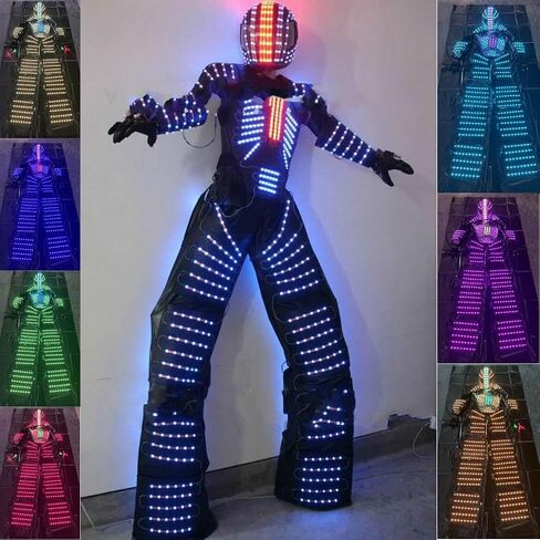 LED Robot Costume Suit Illuminated Party Dance RGB Luminous Armor Bar Light Show Dance LED Night Lights Clothing in Kuwait