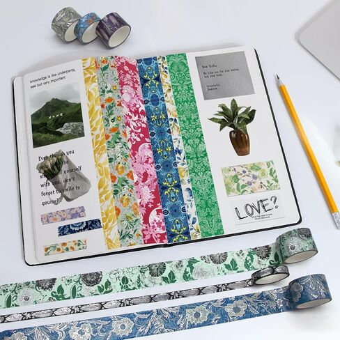 Floral Washi Tape Set 32 Rolls, 3 Sizes Colored Washi Masking Tape, Art Craft Tape for Scrapbook Supplies, Journal Set, School Supplies in Saudi Arabia