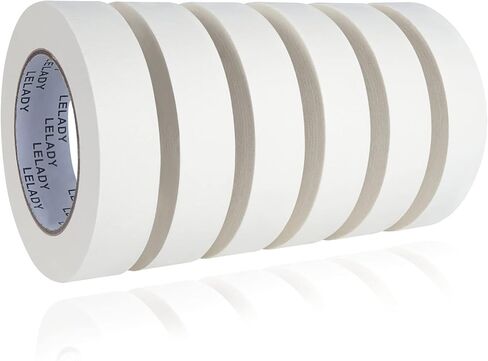 Masking Tape - 1 Inch x 60 Yards, 6 Rolls, White, Artist, No Residue, Craft, High Adhesive, Decorative, DIY, Arts, Labeling, Handmade in Kuwait