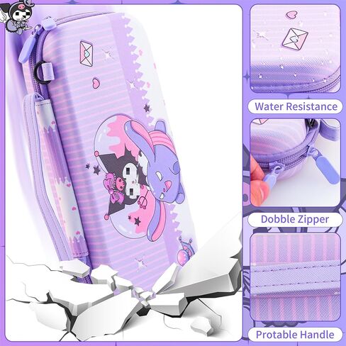موضوع أساسي لحقيبة حمل Kuromi لجهاز Switch OLED، مجموعة ملحقات أرجوانية مقاومة للصدمات مع غطاء لطيف للسفر OLED، غلاف حماية صلب من البولي كربونات، واقي شاشة، حزام كتف وغطاءين للإبهام in Kuwait