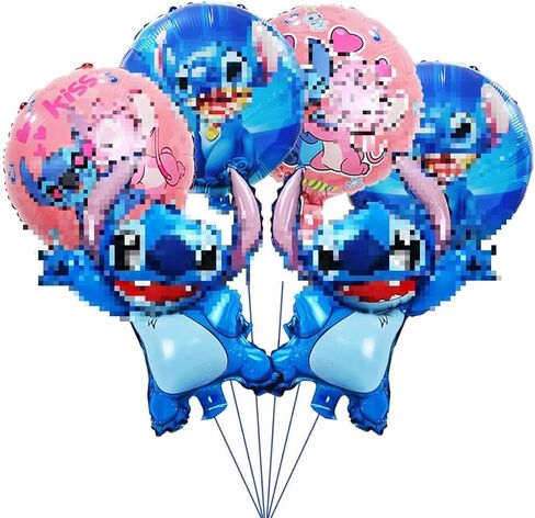 6pcs Stitch Birthday Party Foil Balloons, Stitch Party Decora Supplies (Blue) in Kuwait