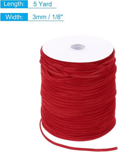 MECCANIXITY Velvet Ribbon 200 Yard x 1/8 Inch Single Face Spool Silky Velvet Fabric for Bouquets DIY Crafts Gift Wrapping Wedding Party Red in Saudi Arabia