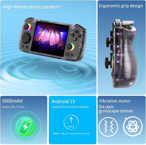 وحدة تحكم ألعاب محمولة باليد RG406H، معالج RG 406H Android 13 Unisoc T820، شاشة لمس 4.0 بوصة تدعم مخرج 1080 DP 5G WiFi مع بطاقة SD 128G (أبيض) in Kuwait