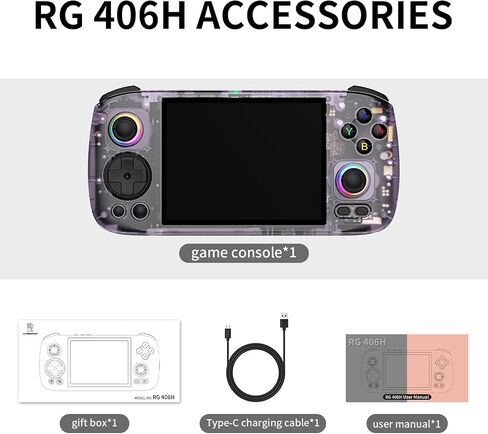 وحدة تحكم ألعاب محمولة باليد RG406H، معالج RG 406H Android 13 Unisoc T820، شاشة لمس 4.0 بوصة تدعم مخرج 1080 DP 5G WiFi مع بطاقة SD 128G (أبيض) in Kuwait