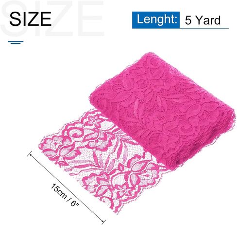 MECCANIXITY 6 Inch Wide 5 Yard Lace Ribbon Floral Pattern Rose Red Lace Trim Ribbon for Sewing Making,and DIY Crafts,Gift Wrapping,Wedding Decor in Saudi Arabia