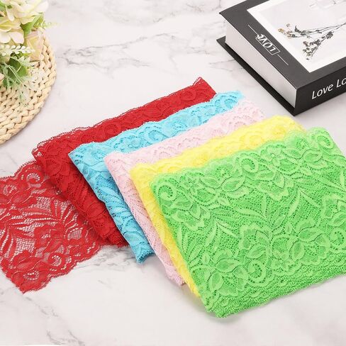 MECCANIXITY 6 Inch Wide 5 Yard Lace Ribbon Floral Pattern Rose Red Lace Trim Ribbon for Sewing Making,and DIY Crafts,Gift Wrapping,Wedding Decor in Saudi Arabia
